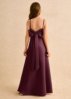 Azazie Joella Girls Formal 플라워 걸 드레스 A라인 주름진 매트 새틴 플로어 길이 드레스 image1