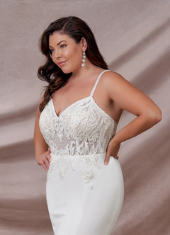 Azazie Saffron Robes de mariée Robe Sirène en Crêpe Élastique Paillettes Sweetheart Blanc De Diamant image16