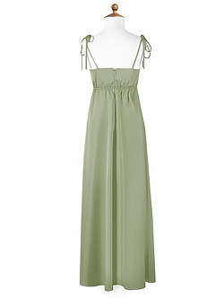 Azazie Violeta Junior Dusty Sage A-Line Bow Stretch Satin Dress image6