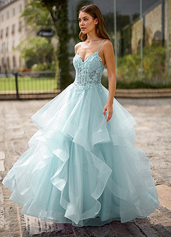 Spitze Blau Ballkleid aus transparenter Spitze image6