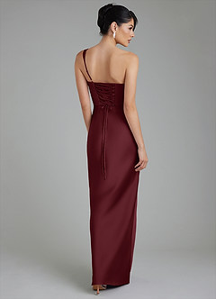 Azazie Sabrina Bridesmaid Dresses Cabernet Mermaid Corset Stretch Satin Dress image3