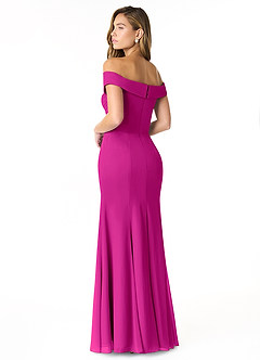Azazie Lecia Bridesmaid Dresses Fuchsia Empire Off-The-Shoulder Pleated Chiffon Convertible Dress image5