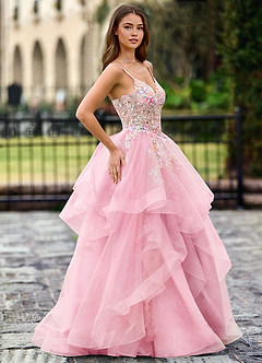 Goartrume Rosa Meerjungfrauen-Tüll-Abendkleid image4