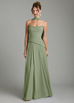 Azazie Gabriela Bridesmaid Dresses Pistachio A-Line Corset Chiffon Dress image1