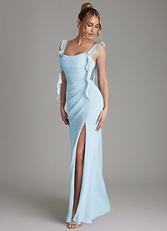 Azazie Jessamine Bridesmaid Dresses Sky Blue Mermaid Corset Chiffon Dress image6