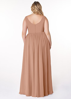 Azazie Keyla Bridesmaid Dresses Champagne Rose A-Line V-Neck Pleated Chiffon Dress image7