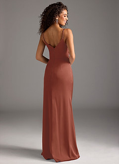 Azazie Deandra Bridesmaid Dresses Auburn Mermaid Pleated Stretch Satin Dress image2