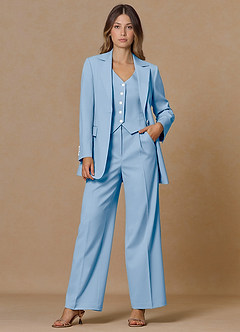 front Rowan Sky Blue Refined Weave Performance 3-Piece Suit