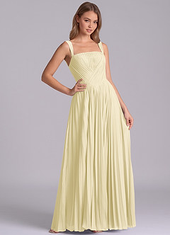 Azazie Mina Bridesmaid Dresses Lemon Sorbet A-Line Pleated Chiffon Dress image6
