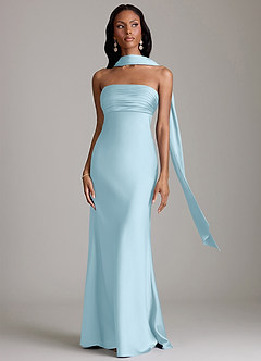 Azazie Saylor Brudtärnklänningar Klä av Sjöjungfru i Stretch Satin Axelbandslös Himmelsblå image9