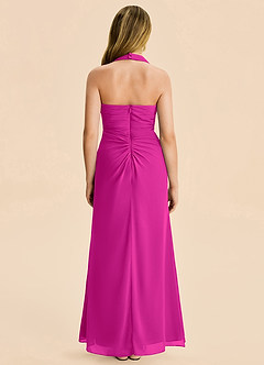 Azazie Destiny Junior Fuchsia Sheath Ruched Chiffon Dress image2