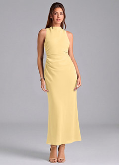 Azazie Evadne Bridesmaid Dresses Butter Sheath Pleated Chiffon Dress image3