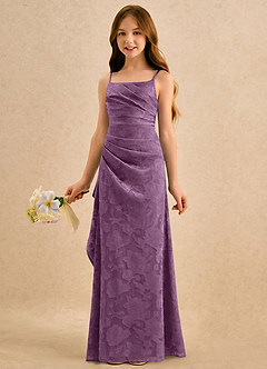 Azazie Cannoli Girls Formal Flower Girl Dresses Wisteria A-Line Pleated Floral Burnout Dress image3