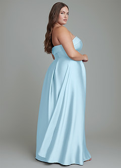 Azazie Lucienne Bridesmaid Dresses Sky Blue A-Line Strapless Stretch Satin Convertible Dress image15