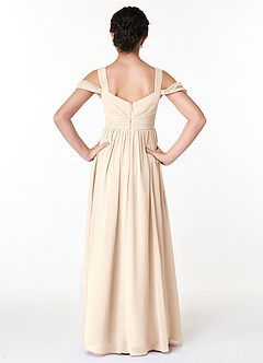 Azazie Lianne Junior White Alabaster A-Line Off the Shoulder Chiffon Dress image2