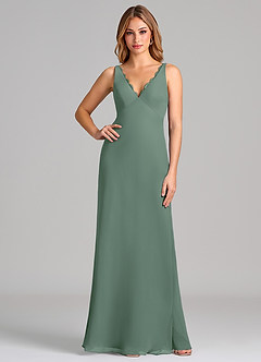 Azazie Tianna Final Sale Eucalyptus Sheath Chiffon Dress image1