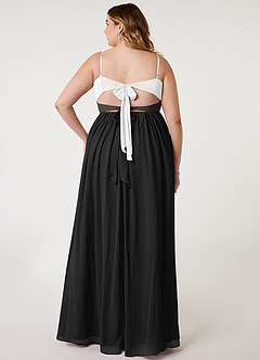 Azazie Zeya Bridesmaid Dresses Ivory Black A-Line V-Neck Pleated Chiffon Dress image7