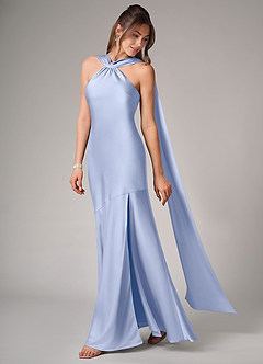 Azazie Kinsley Bridesmaid Dresses Ice Mermaid Side Slit Stretch Satin Dress image4