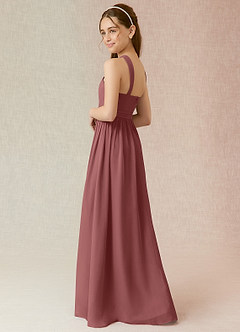 Azazie Jiya Junior Amethyst A-Line Pleated Chiffon Dress image3