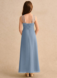 Azazie Zaida Girls Formal Flower Girl Dresses Dusty Blue A-Line Pleated Chiffon Dress image2