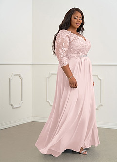 Azazie Hayek Final Sale Agave A-Line V-Neck Lace Chiffon Dress image8