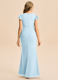 Azazie Julie Junior Vestido de Azul Cielo de Gasa de Corte Sirena con Volante image5