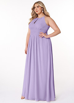 Azazie Bonnie Bridesmaid Dresses Lilac A-Line Keyhole Ruched Chiffon Dress image8