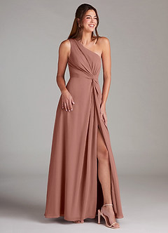 Azazie Brooke Bridesmaid Dresses Cedar Rose A-Line One Shoulder Chiffon Dress image4