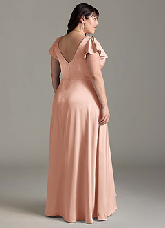 Azazie Omari Vestidos de damas de honor Vestido de Oro Rosa de Satén Elástico de Corte en A image9