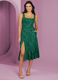 Barbie ♥ Azazie Bridesmaid Dresses Emerald A-Line with Pockets Floral Burnout Dress image1