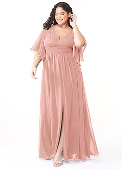 Azazie Temeka Bridesmaid Dresses Rosette A-Line Ruched Chiffon Dress image7