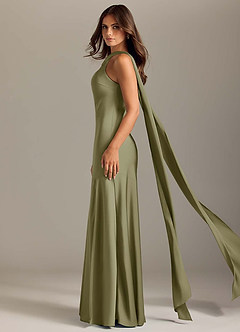 Azazie Kinsley Bridesmaid Dresses Pistachio Mermaid Side Slit Stretch Satin Dress image4