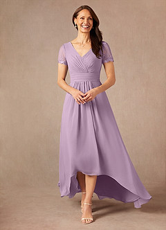Azazie Polly vestidos de madre de la novia Vestido de Glicinia de Gasa de Corte En A con Encaje image5