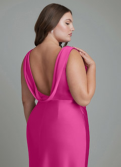 Azazie Kieryn Bridesmaid Dresses Fuchsia Mermaid Pleated Stretch Satin Dress image14