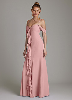 Azazie Karmela Bridesmaid Dresses Dusty Rose A-Line Off the Shoulder Chiffon Dress image5