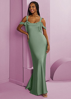 Barbie ♥ Azazie Abiti da Damigella Abito Tubino in Raso Elasticizzato Plissettato Matcha image10