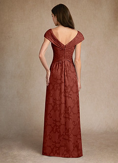 Azazie Myrtle Mother of the Bride Dresses Terracotta A-Line Pleated Floral Burnout Dress image3