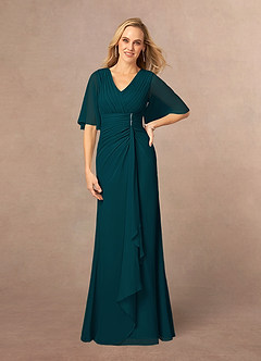 Azazie Carson Kleider für die Brautmutter A-Linie V-Hals Spitze Chiffon Kleid Kiefer image1