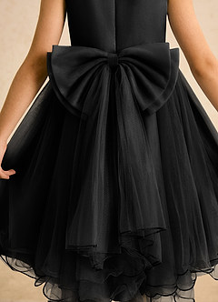 Azazie Lass Flower Girl Dresses Black A-Line Bow Tulle Dress image6