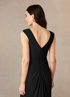 Azazie Andi Mère de la mariée Robes Robe Trapèze en Maille Plissée Noir image5