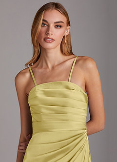 Azazie Lexie Bridesmaid Dresses Lemon Sorbet Sheath Strapless Stretch Satin Convertible Dress image2