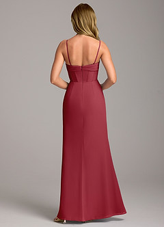 Azazie Chantel Bridesmaid Dresses Pomegranate Sheath Strapless Chiffon Convertible Dress image6
