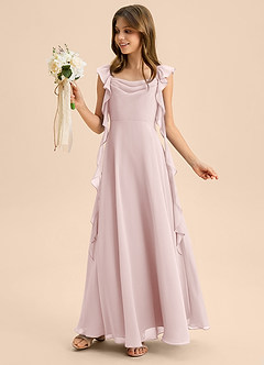 Azazie Carmin Junior Klä av A-Line i Chiffong Rynkad image3