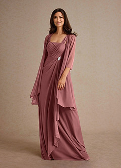 Azazie Clinton Mother of the Bride Dresses Desert Rose A-Line Pleated Mesh Dress image1