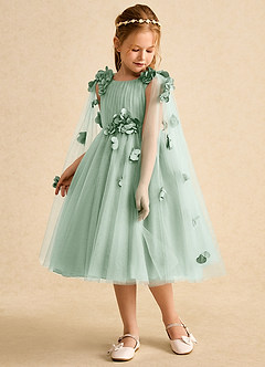 Azazie Staria Blumenmädchenkleider Ballkleid Gestreift Tüll Kleid Agave image5