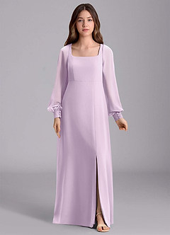 Azazie Bondi Junior Robe Trapèze en Mousseline de soie Blouson Frostiges Flieder image7