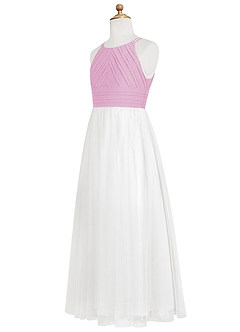 Azazie Brenna A-Line Pleated Chiffon Floor-Length Junior Bridesmaid Dress image8
