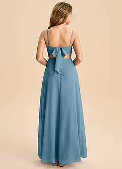 Azazie Shale Junior Bermuda A-Line Bow Chiffon Dress image1