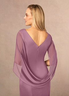 Azazie Belladonna Mother of the Bride Dresses Vintage Mauve Mermaid Scoop Pleated Mesh Dress image6