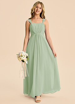 Azazie Elsie Junior Dusty Sage A-Line Sweetheart Neckline Chiffon Dress image4
